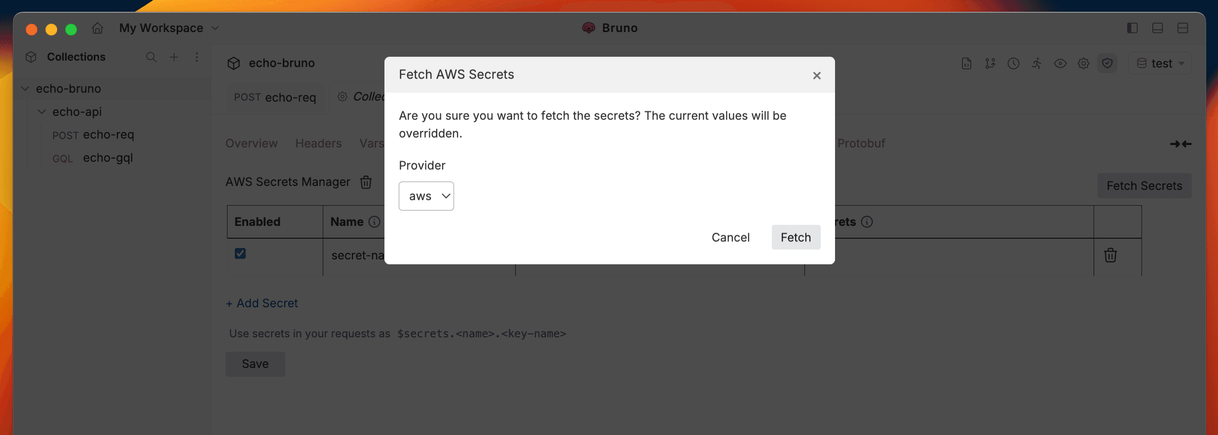 Fetch Secrets from AWS