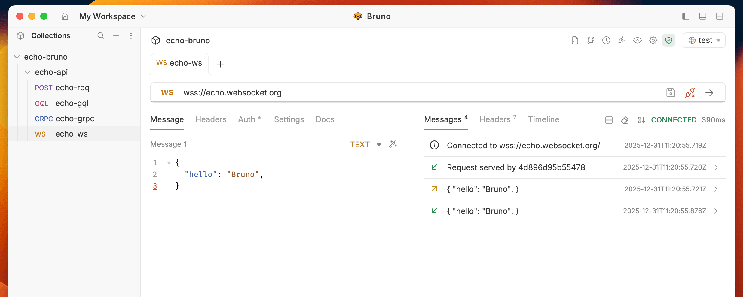 Send WebSocket Request
