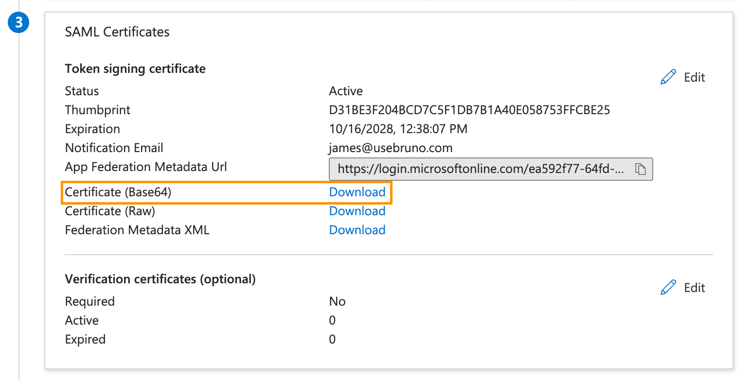 Download SAML certificate from Entra ID